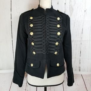 Gap Jacket Sz M Black Faux Suede Gold
